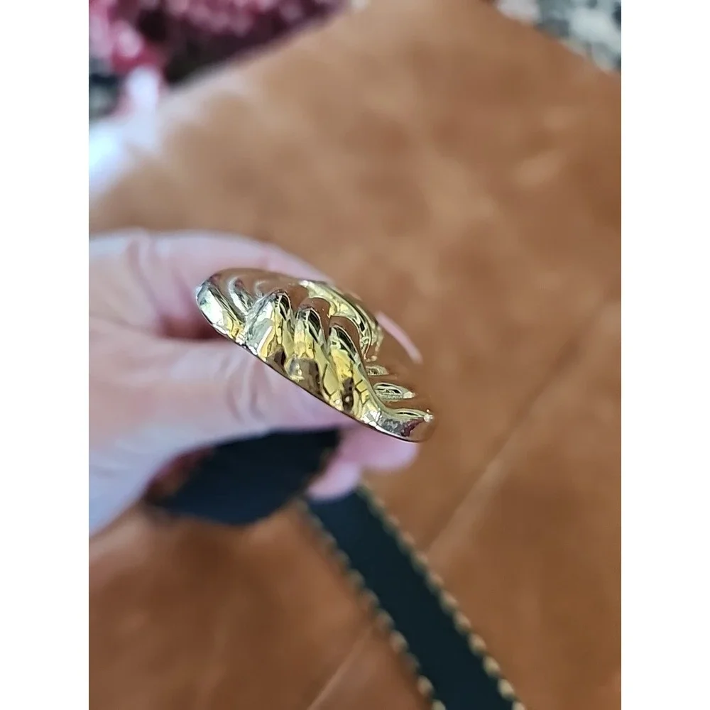 Vintage‎ 90's Goldtone Fish Scale figure 8 Buckle Belt sz 30-36